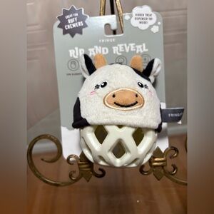 Fringe Studio Cow Dog Toy - Black and White treat dispenser
